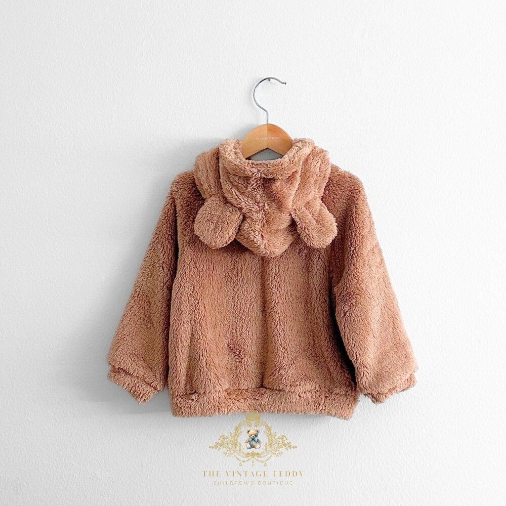 NWT Cute Baby & Toddler Teddy Bear Plush Hoodie Jacket Winter Coat Brown 4-5T